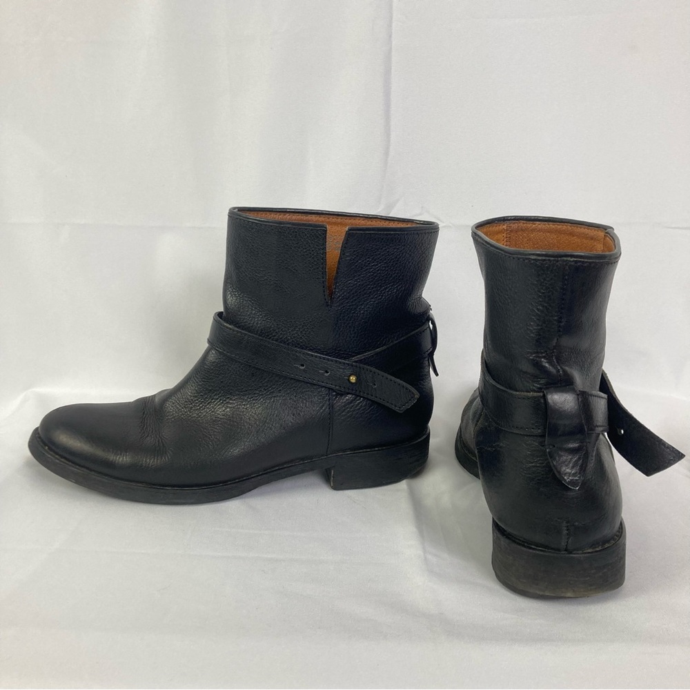 Madewell Women's Black Leather Moto Biker Ankle Boots Size 9 US Adjustable Strap